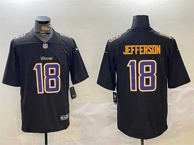 Men%27s Minnesota Vikings #18 Justin Jefferson Black Vapor Untouchable Limited Stitched Jersey Dzhi